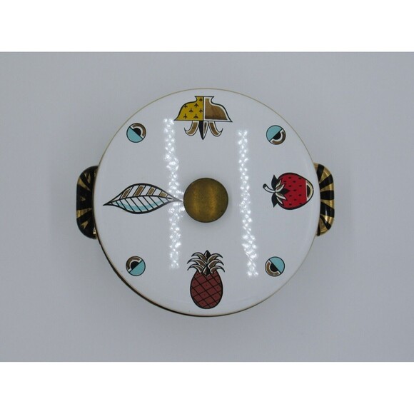 VTG MCM 2 qt Sauce Pot Georges Briard Ambrosia Pineapple Enamelware 60s Retro - Picture 12 of 16